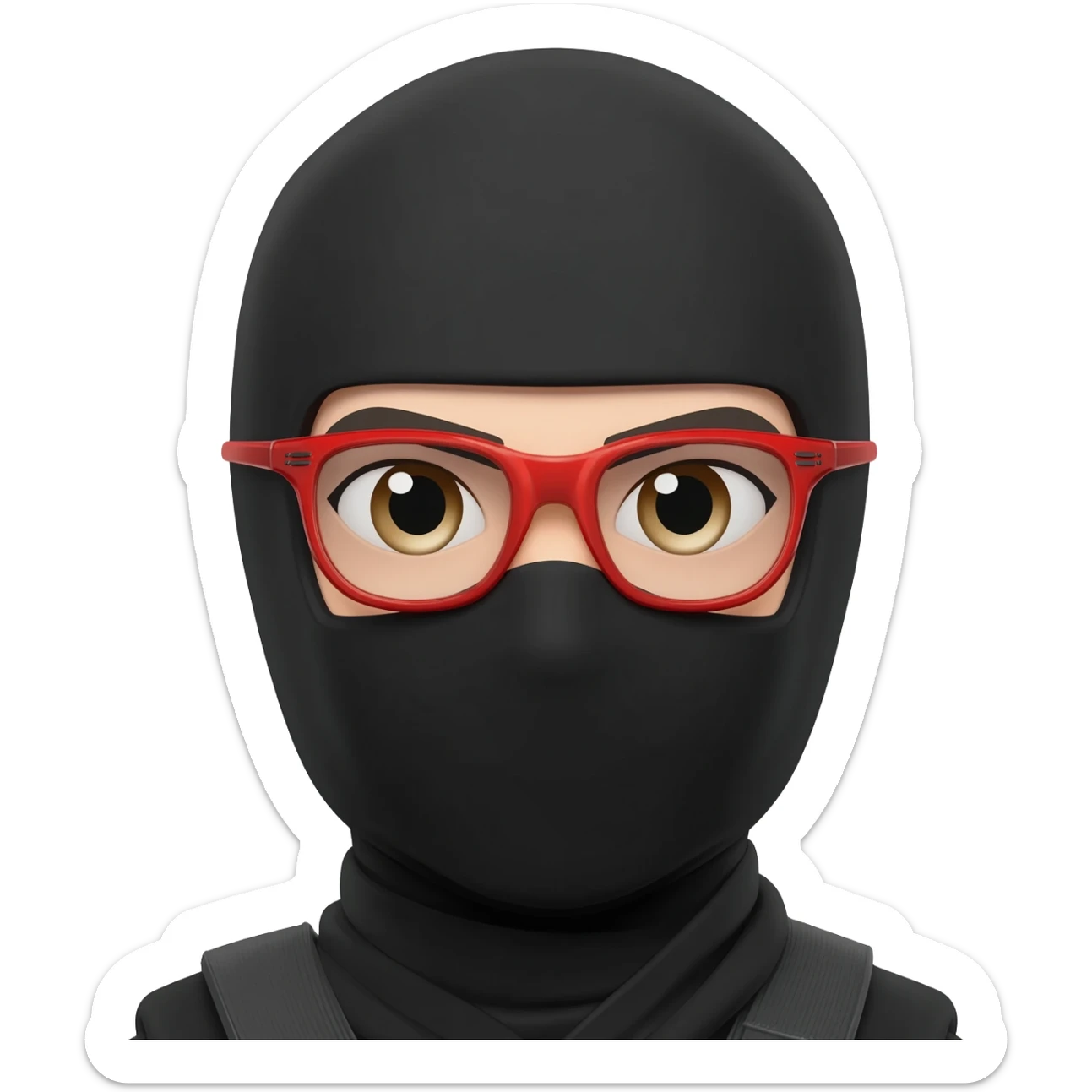 ninja con lentes oakley negros con rojo de frente sticker