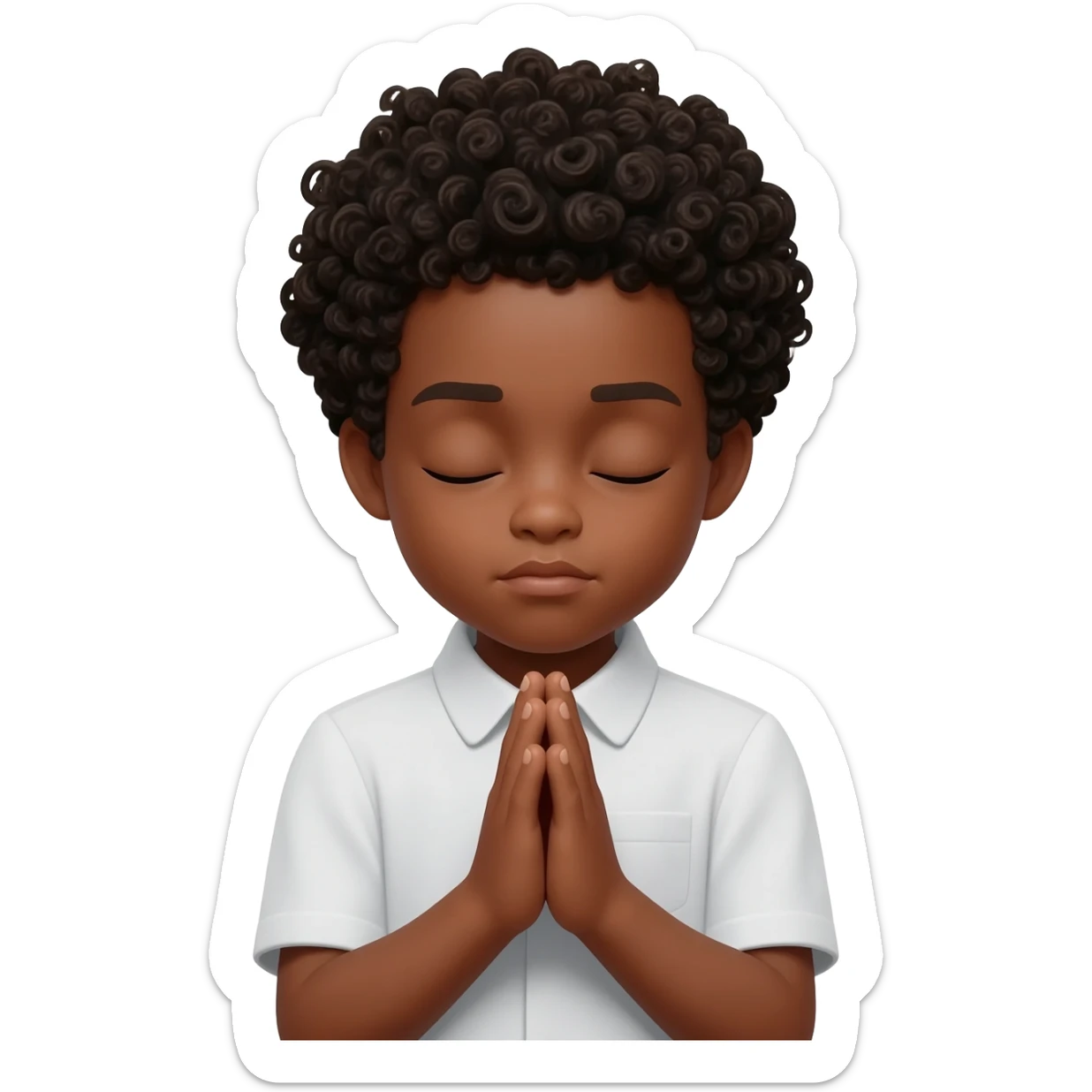 amen praying hands eyes closed black boy curly hair sticker
