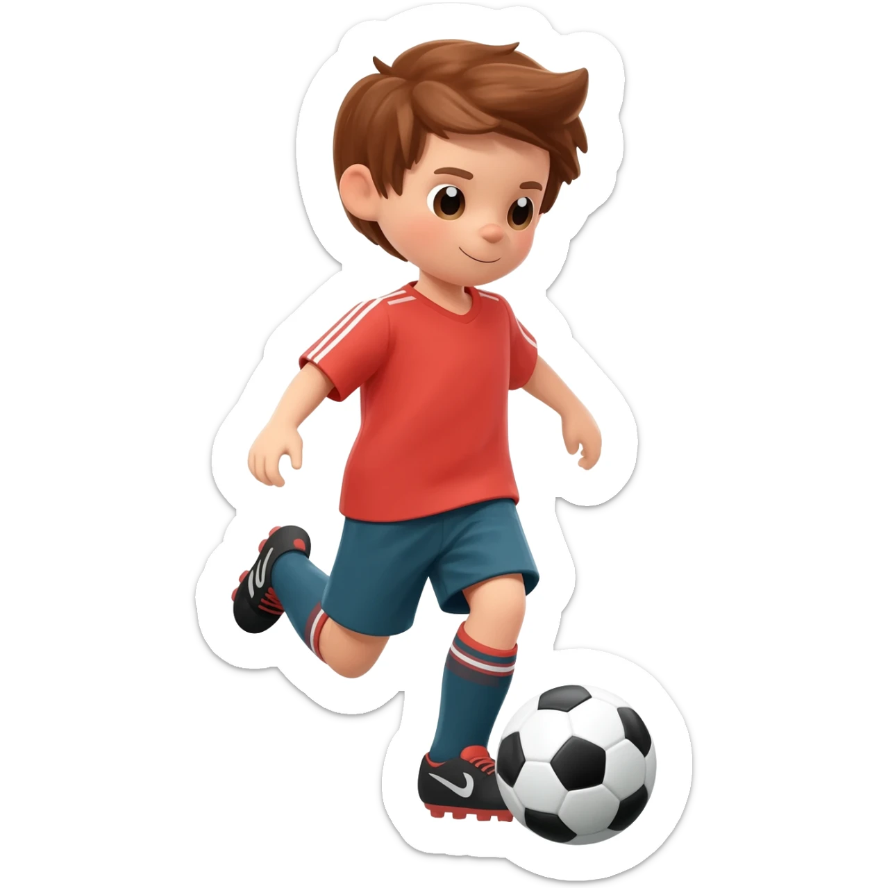 niño pateando la pelota de futbol sticker