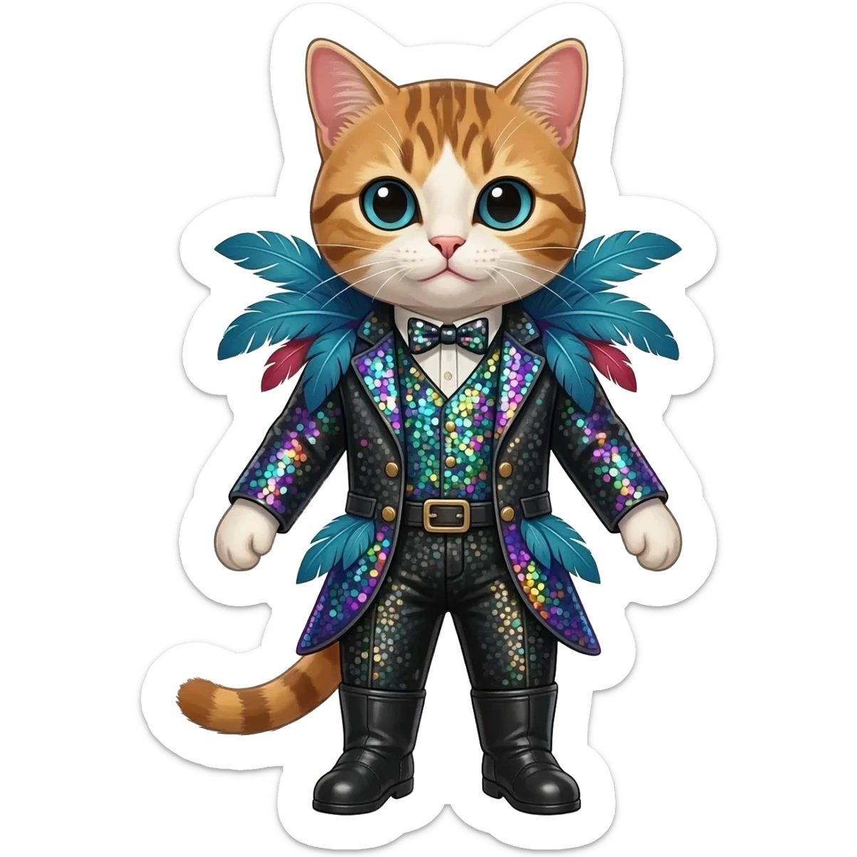 cat dressed like lady gaga sticker
