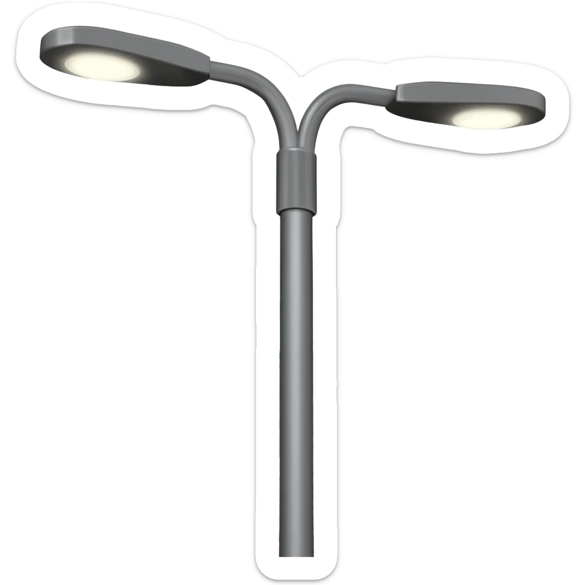 Make me an emoji of T shaped Lamppost with 2light on the edge of T's hand infront of a building sticker