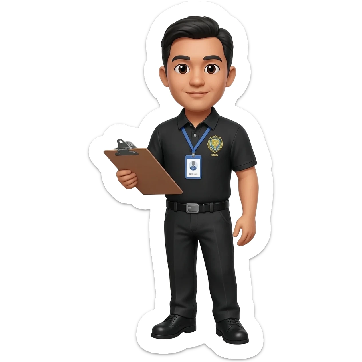 Filipino man black polo shirt and black pants and shoes event marshal sticker