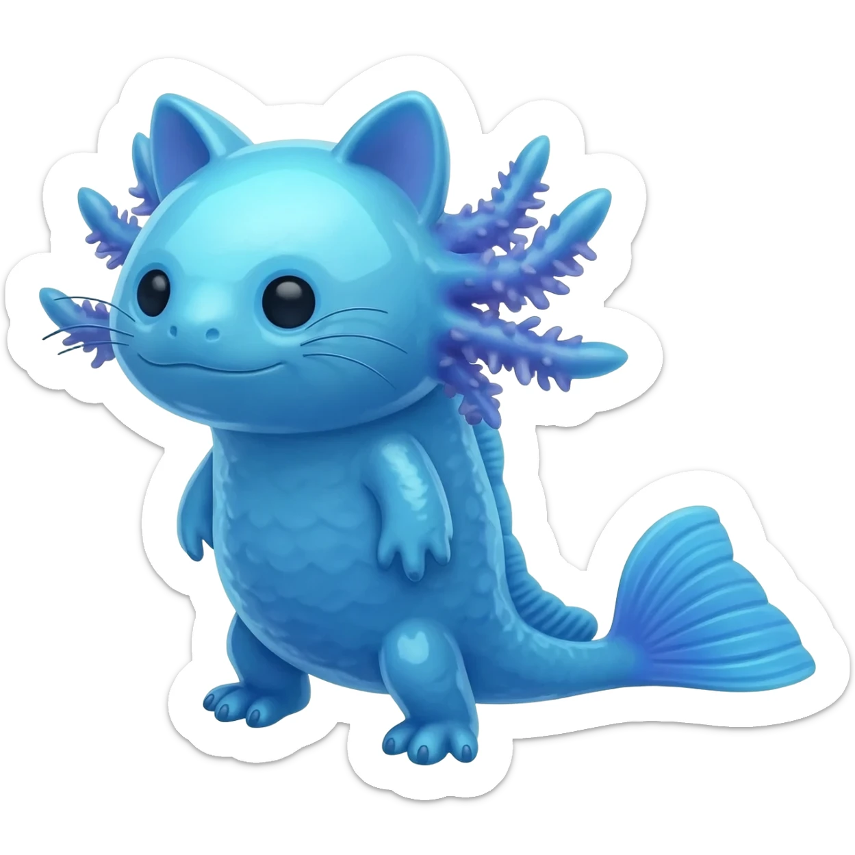 Blue shimmering shiny Tadpole-Axolotl-Cat-Fish-hanimal-hybrid-creature sticker