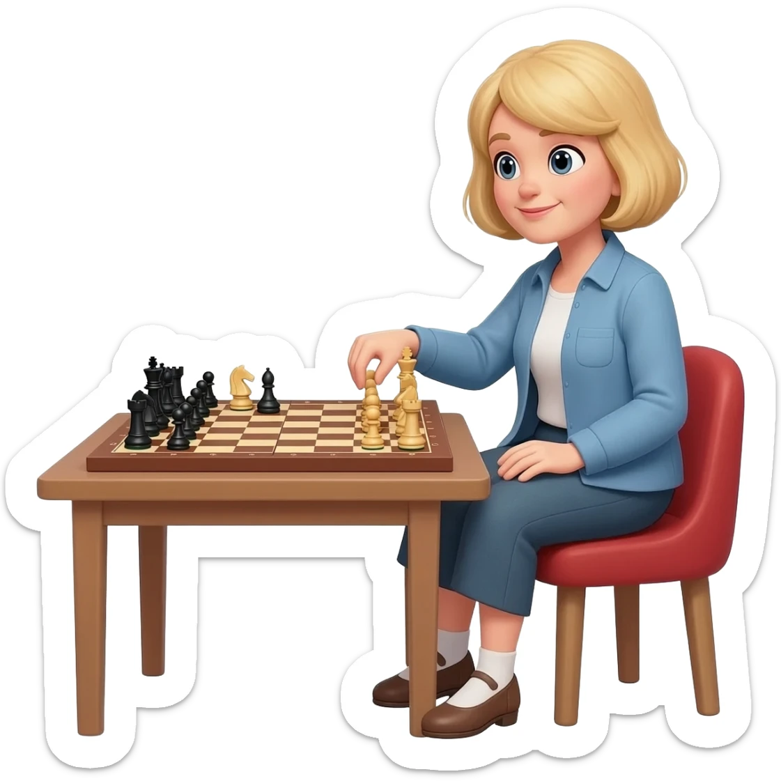 56 year old blond playing chess sticker