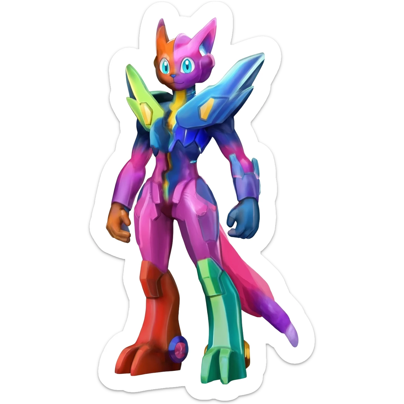 Shiny Colorful Meloetta-Latias-Koraidon-Peppercat-Wargreymon-Protogen-Fakémon-fusion-hybrid-creature sticker