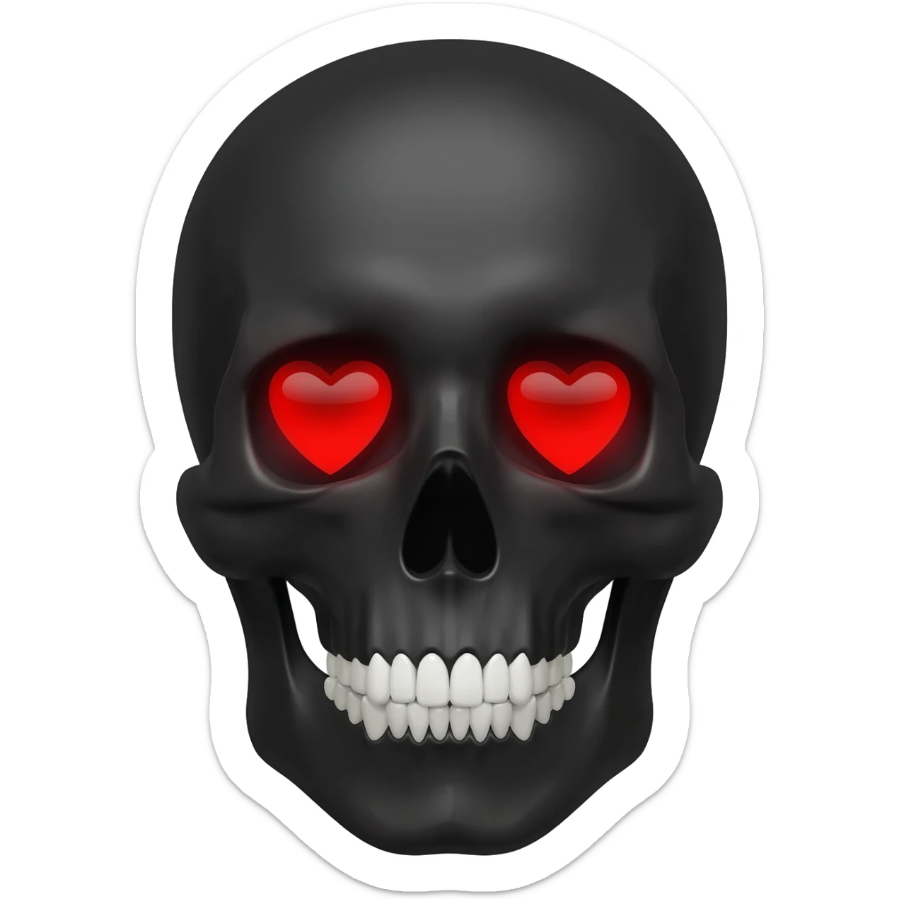 Red hearted eyes skull black face sticker