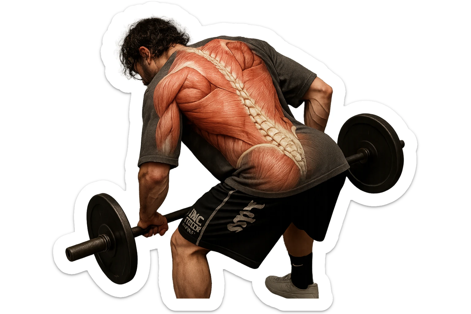 lascia questa immagine identica ma aggiungi fasci muscolari e spina dorsale sulla sua schiena, iperealistico 4k sticker