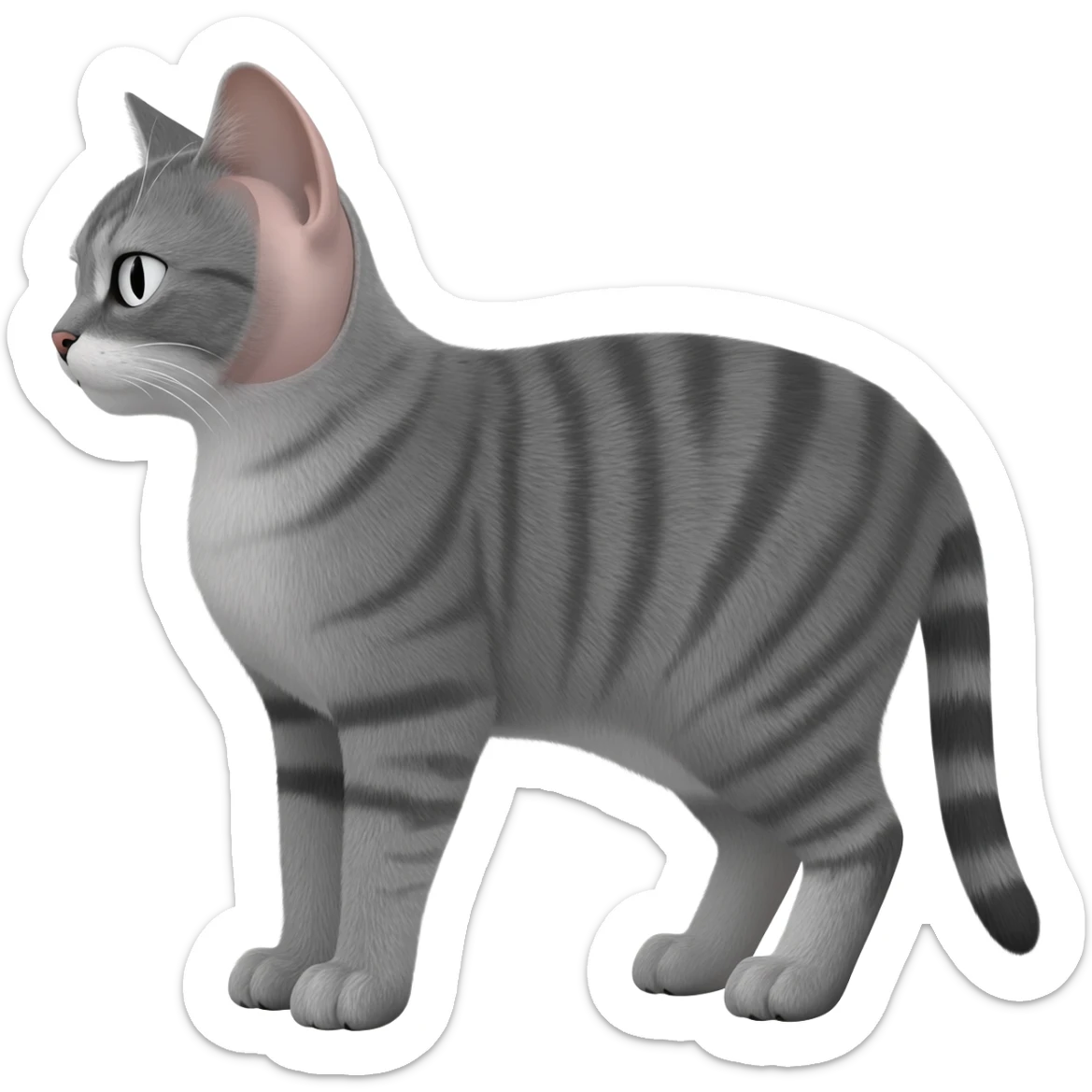 grey tabby cat with snipped ear sticker
