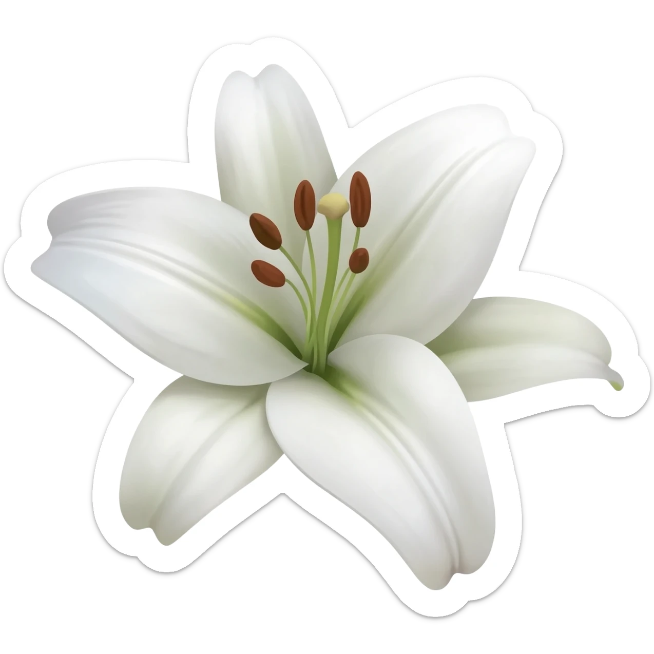 Lily flower white one line art sticker