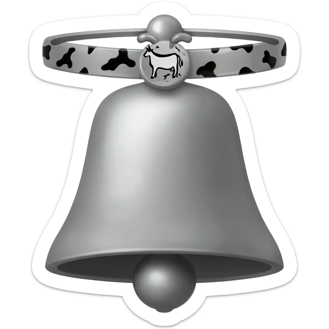 trapezoid-shaped bell with flat edges on a collar with cow pattern sticker