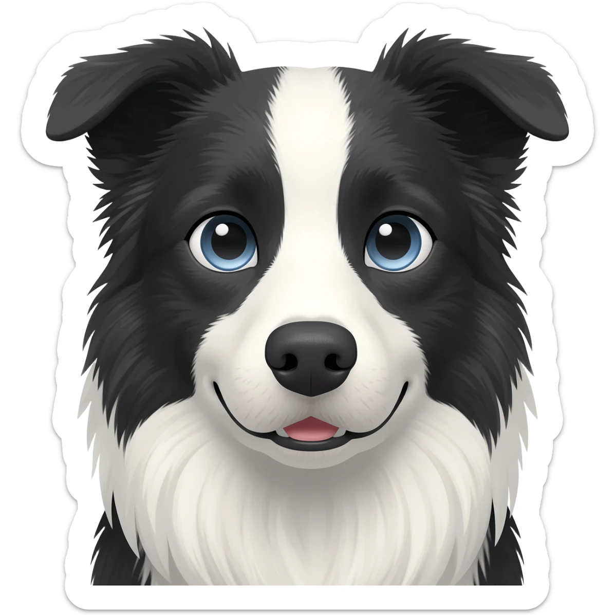 Face of senior female working border collie emoji with grey blue eyes sticker