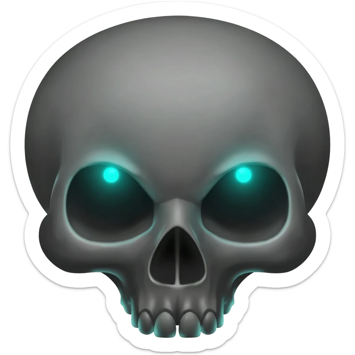 The Raven Skull: (Grave Icon) A clean, stylized raven skull with small, glowing cyan lights in the empty eye sockets. sticker