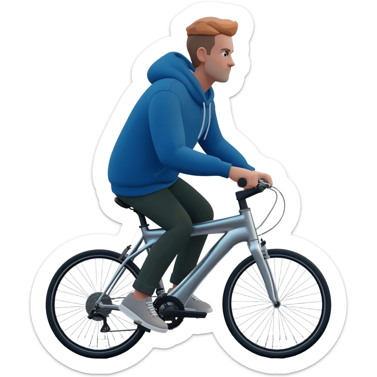 A man with a city bicycle in the city sticker