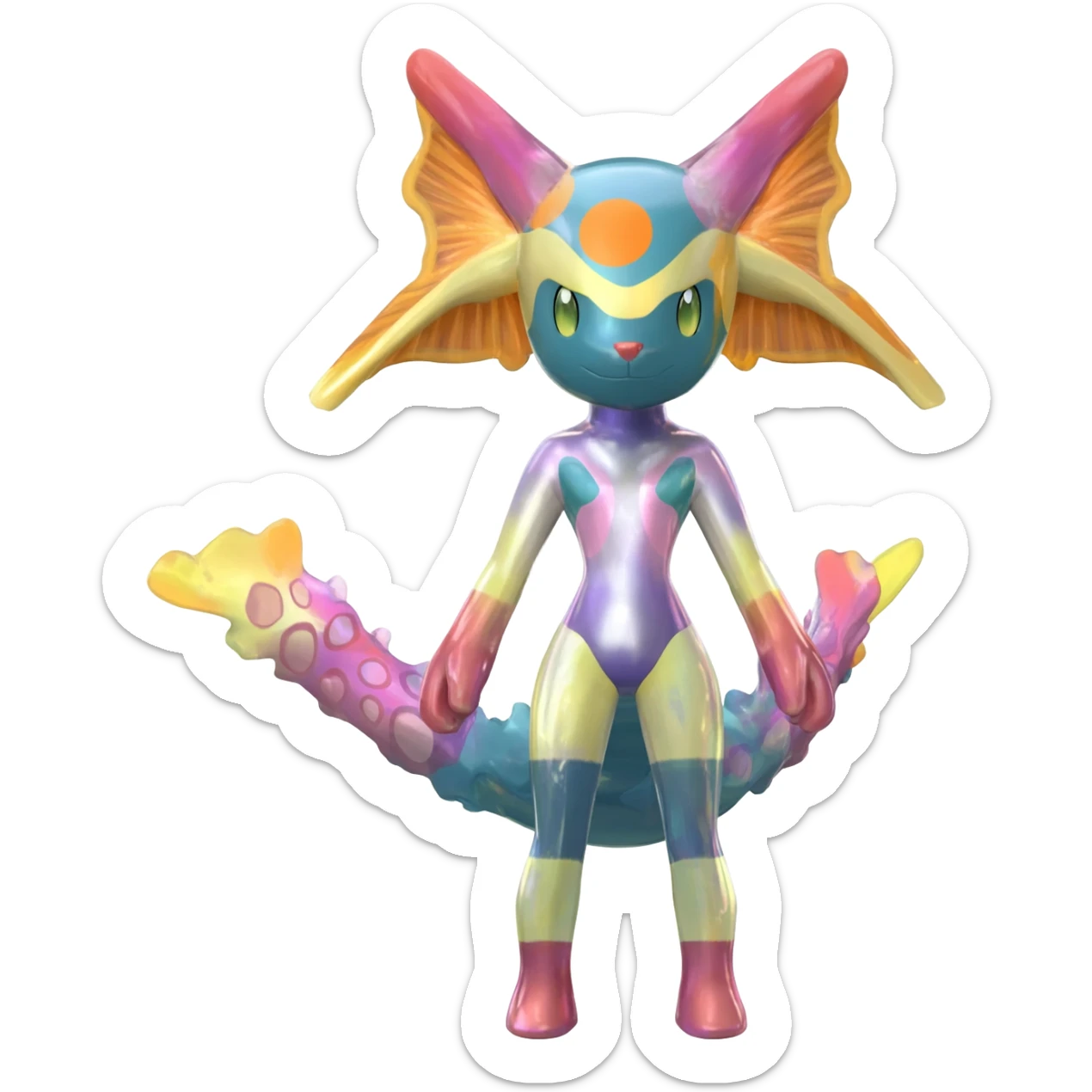 Shiny Spotted Striped Colorful-Fruity-Splash-marked Meloetta-Kyurem-Dialga-Suicune-Pteromon-hybrid sticker