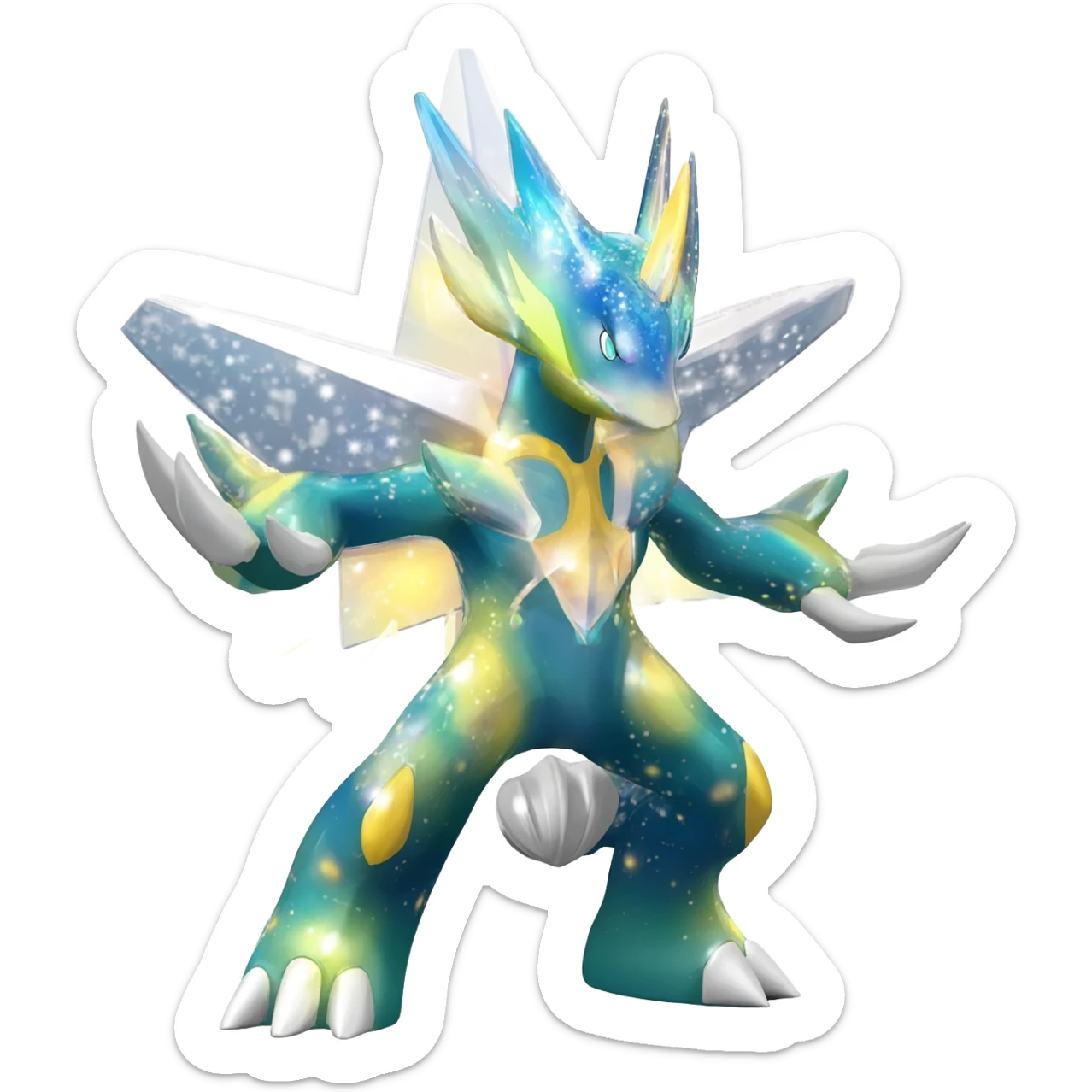 Shiny Starry Dialga-Giratina-Nargacuga-Silvally-Digimon-fusion-creature, full body sticker