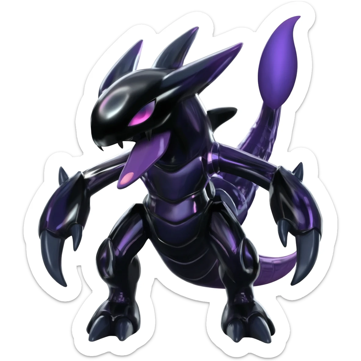 Futuristic shiny glossy edgy dark shady shadowy evil Scizor-Bisharp-Darkrai-Fakémon-hybrid-creature (full body)  sticker