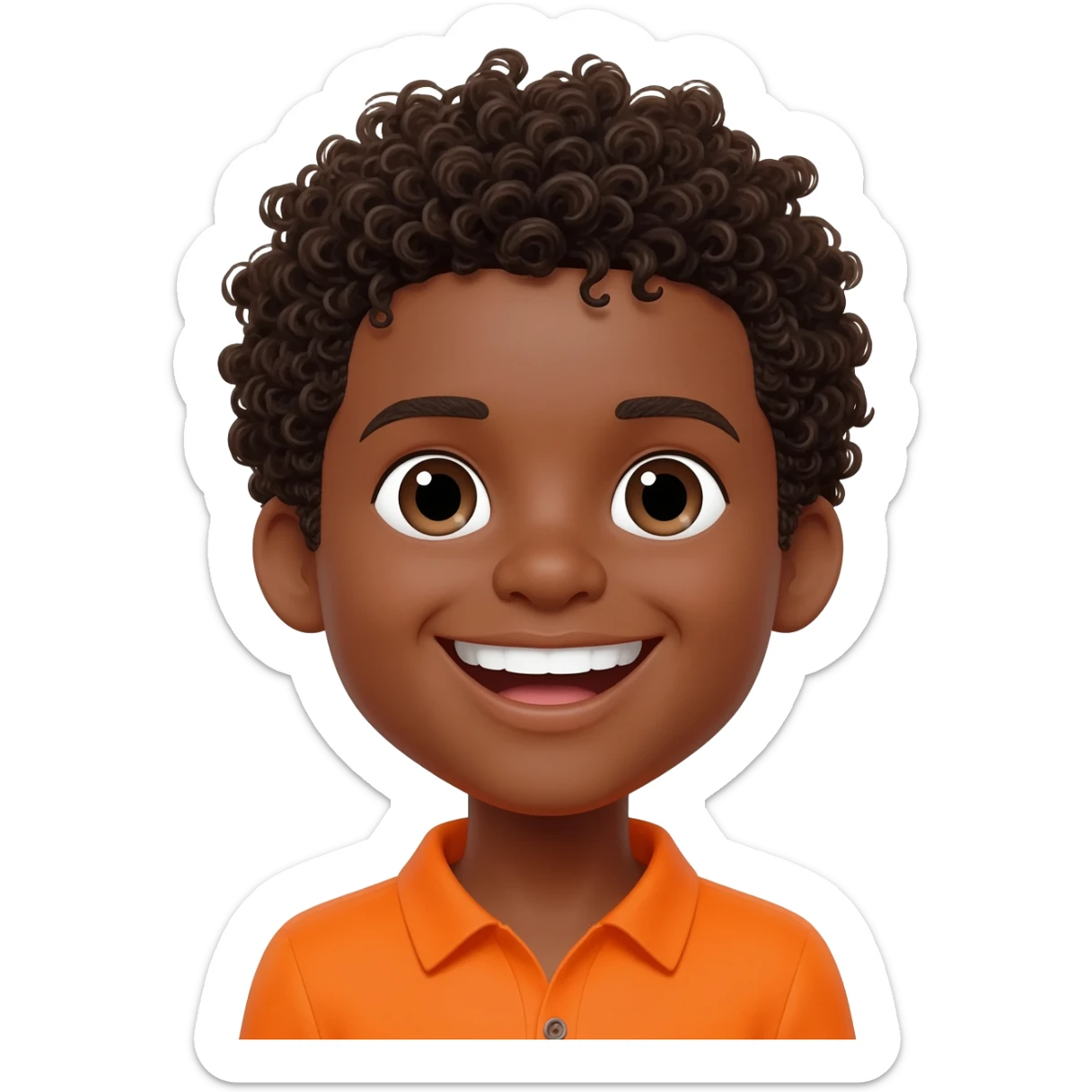 black boy curly hair orange shirt saying I love you sticker