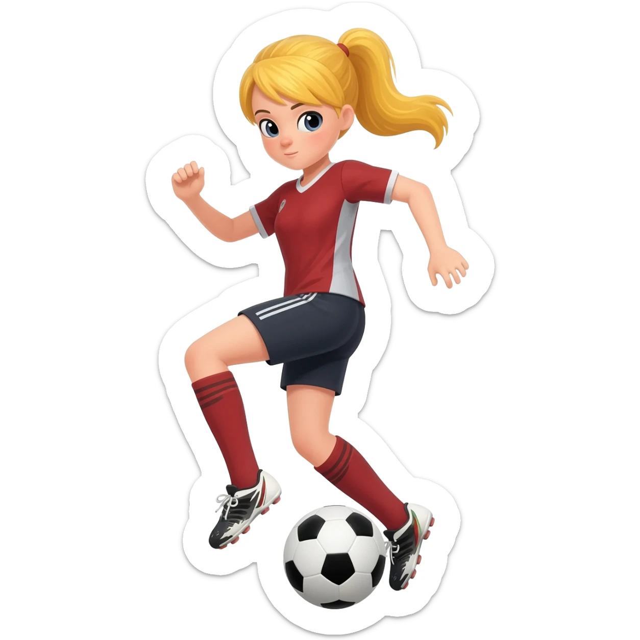 blond girl doing keepy uppies with a soccerball sticker