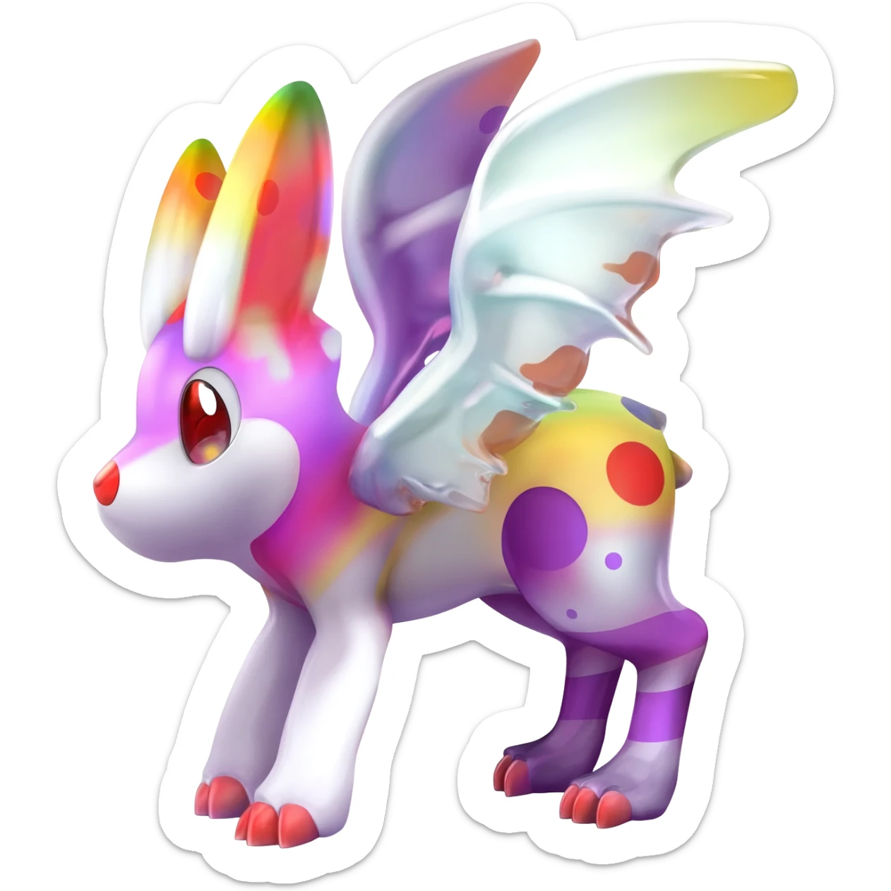 Shiny Spotted Striped Colorful-Fruity-Splash-marked Meloetta-Kyurem-Dialga-Suicune-Pteromon-hybrid sticker