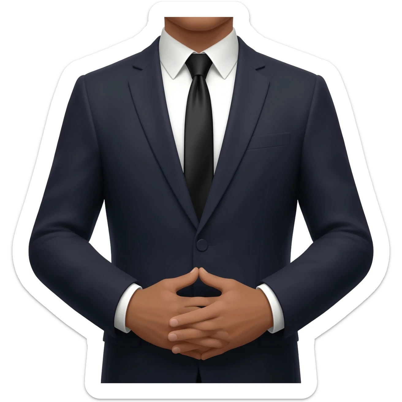 a rich person with their arms crossed and their hands holding the front of their r neck sticker