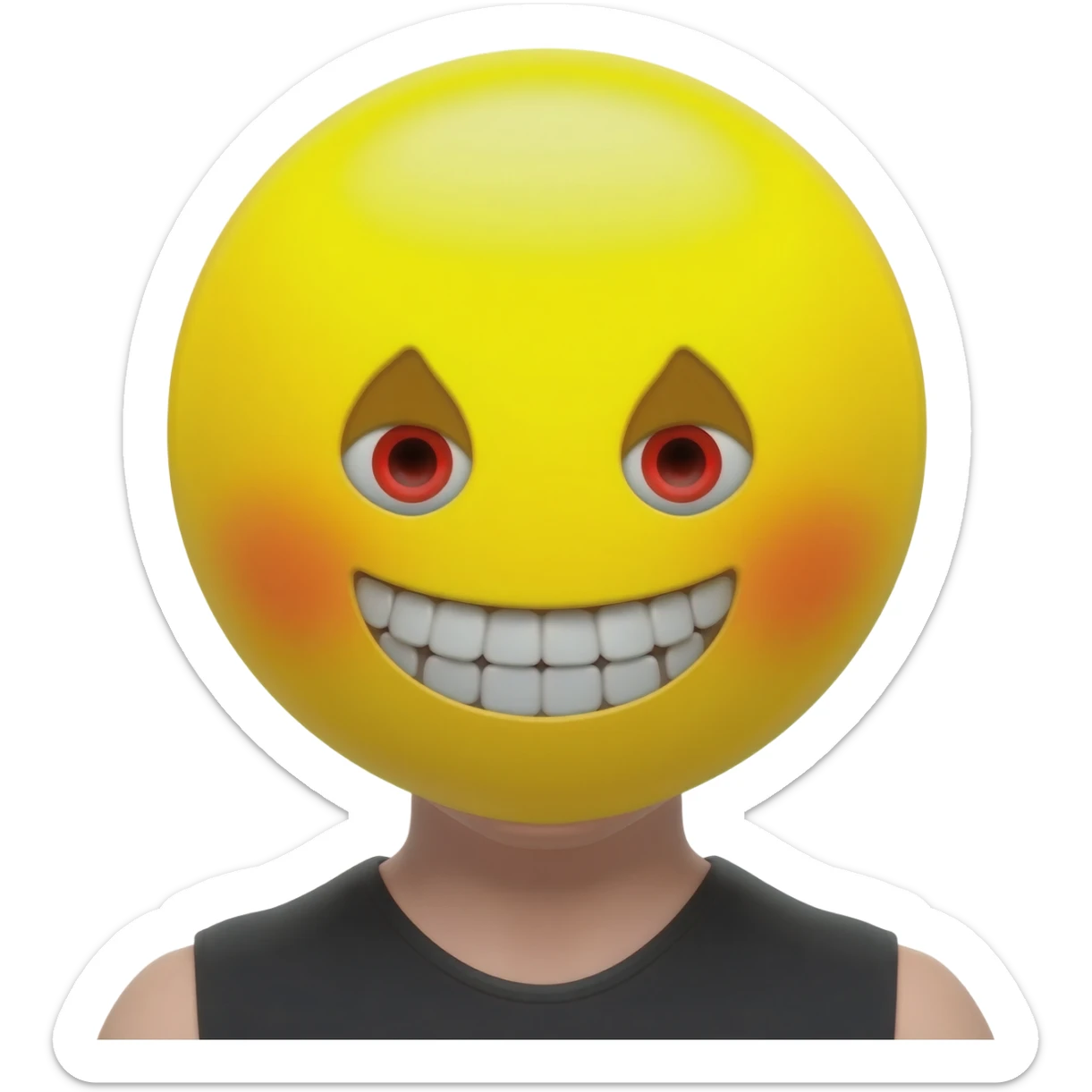 Red Eyes, yellow emoji, spari in Eyes big teeth. Swag sticker