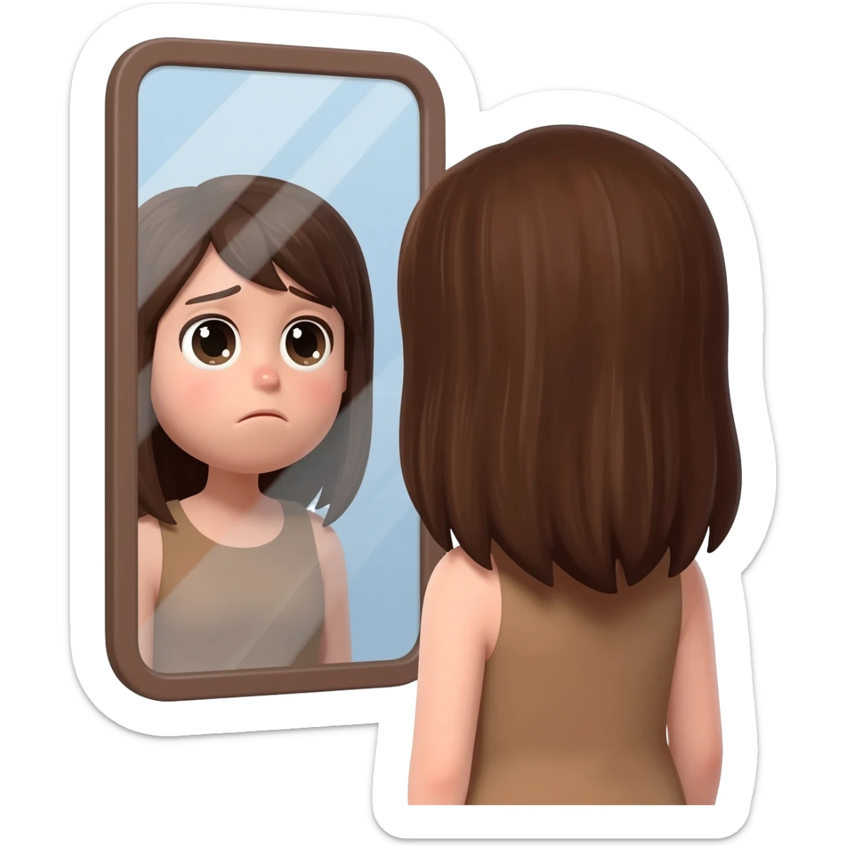 sad Fat girl looks in the mirror sticker