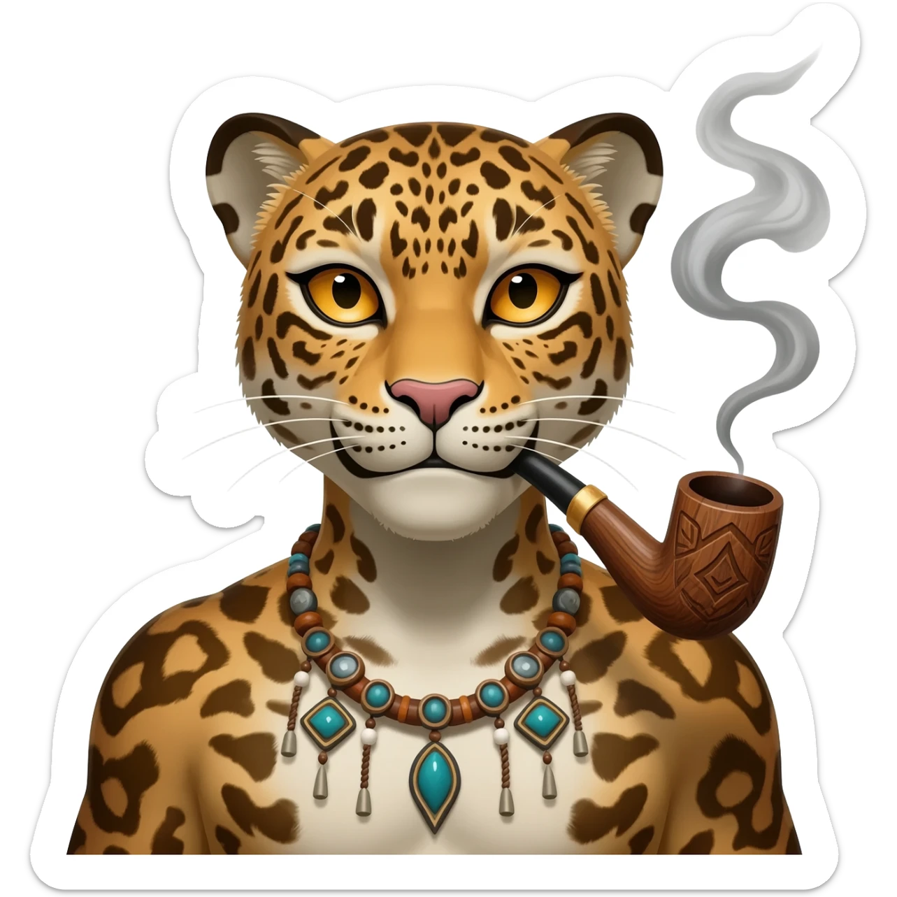hombre-jaguar fumando pipa chamanica sticker