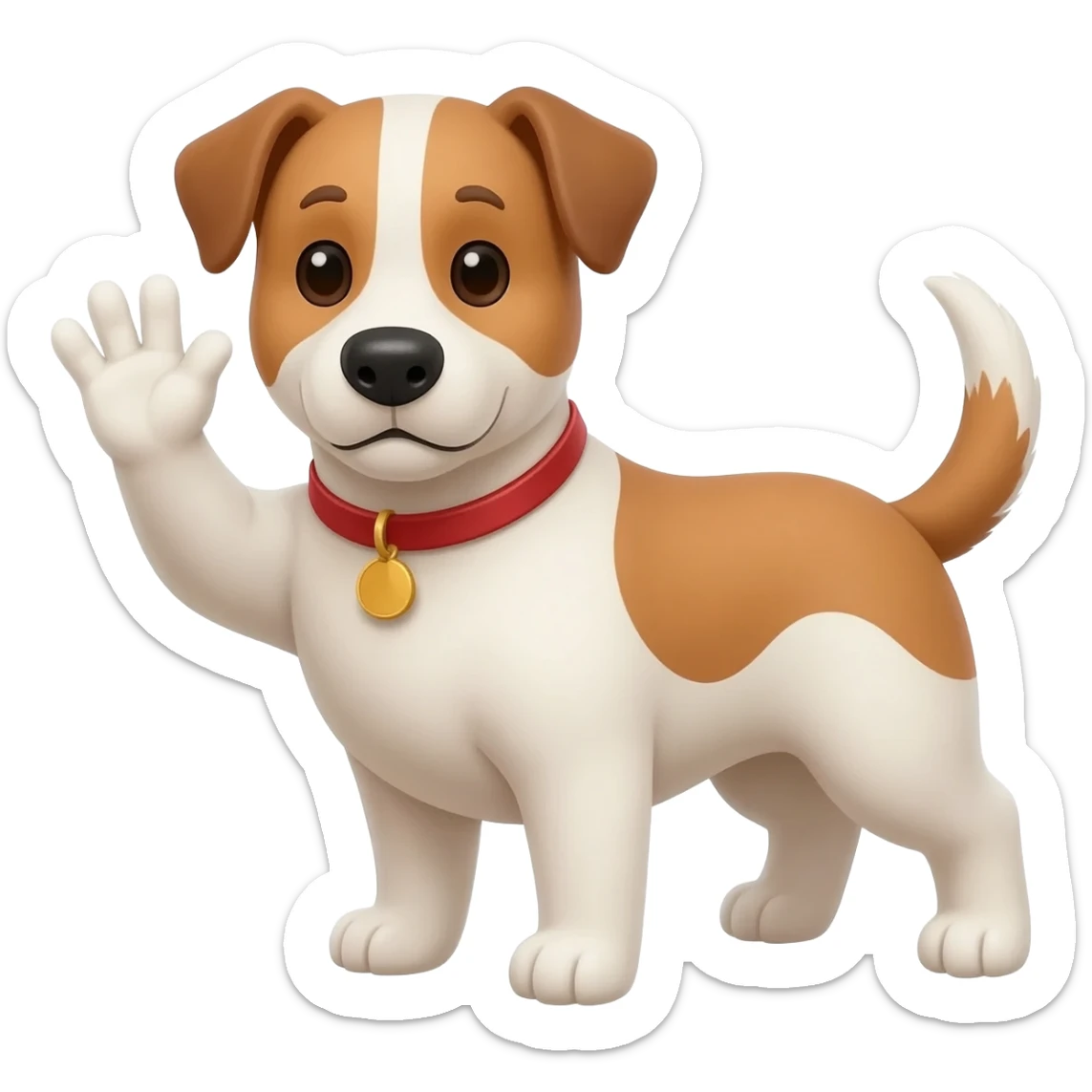 the dog waves his hand sticker
