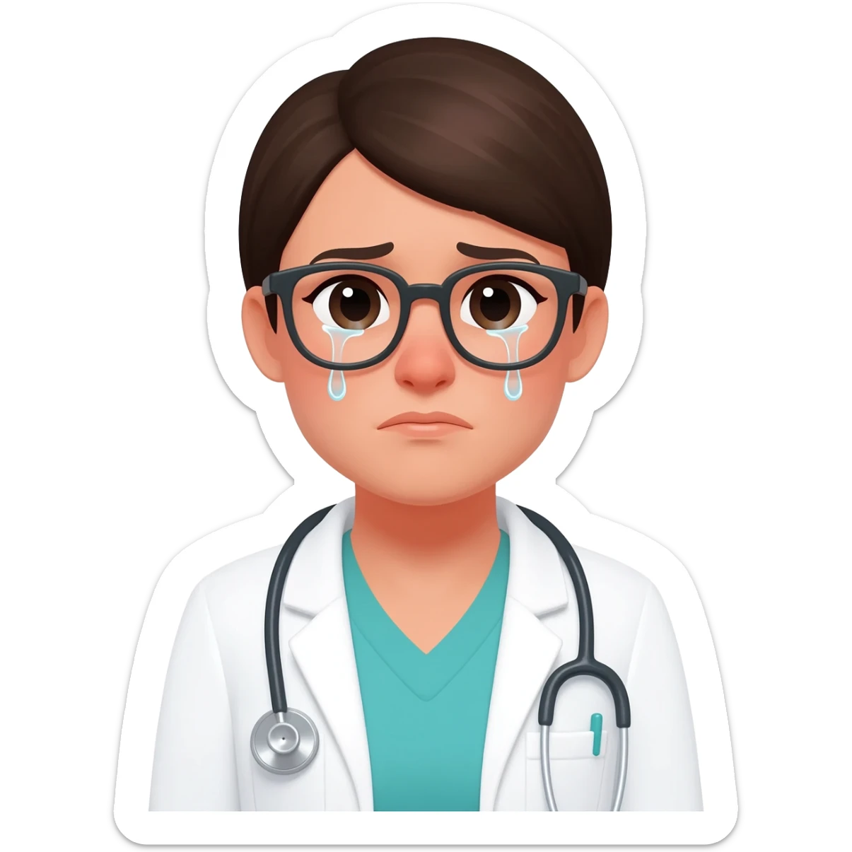 female doctor crying sticker
