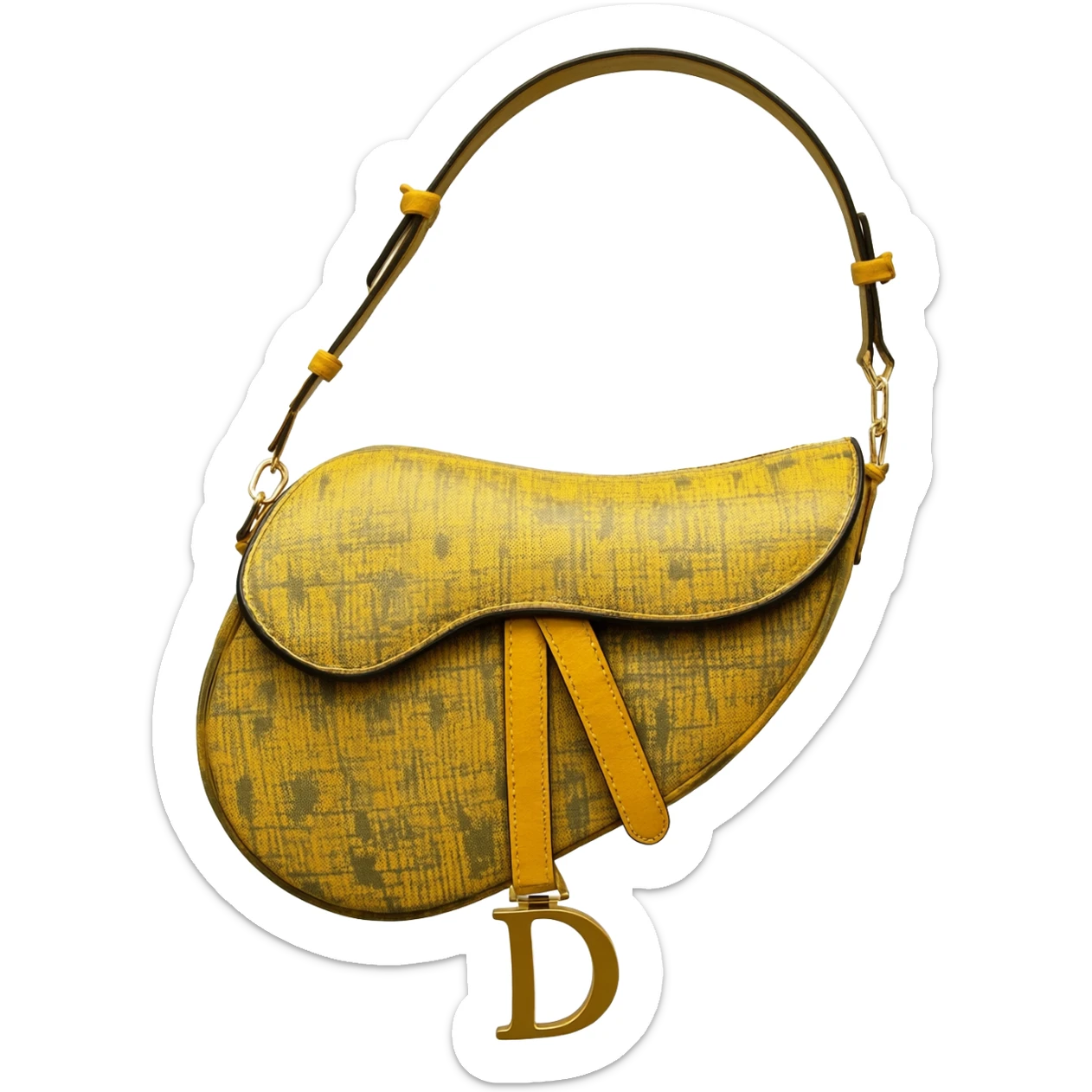 yellow dior printed saddle bag sticker