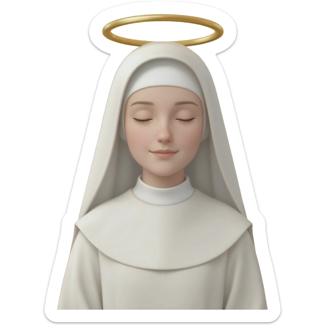 A nun with a halo sticker
