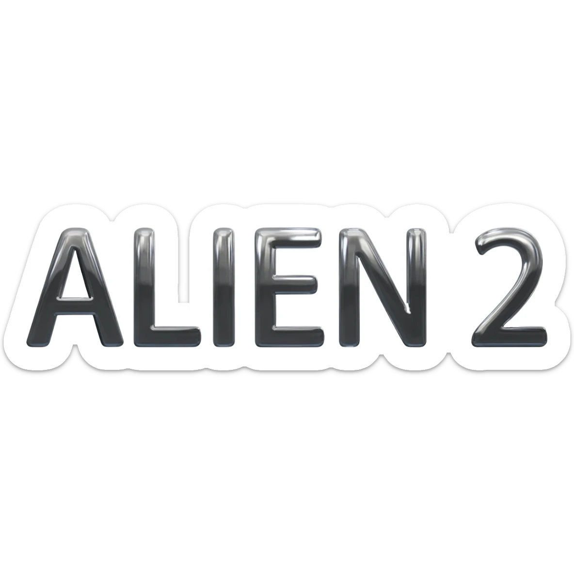 i need it text ALIEN 2 in metalic style sticker