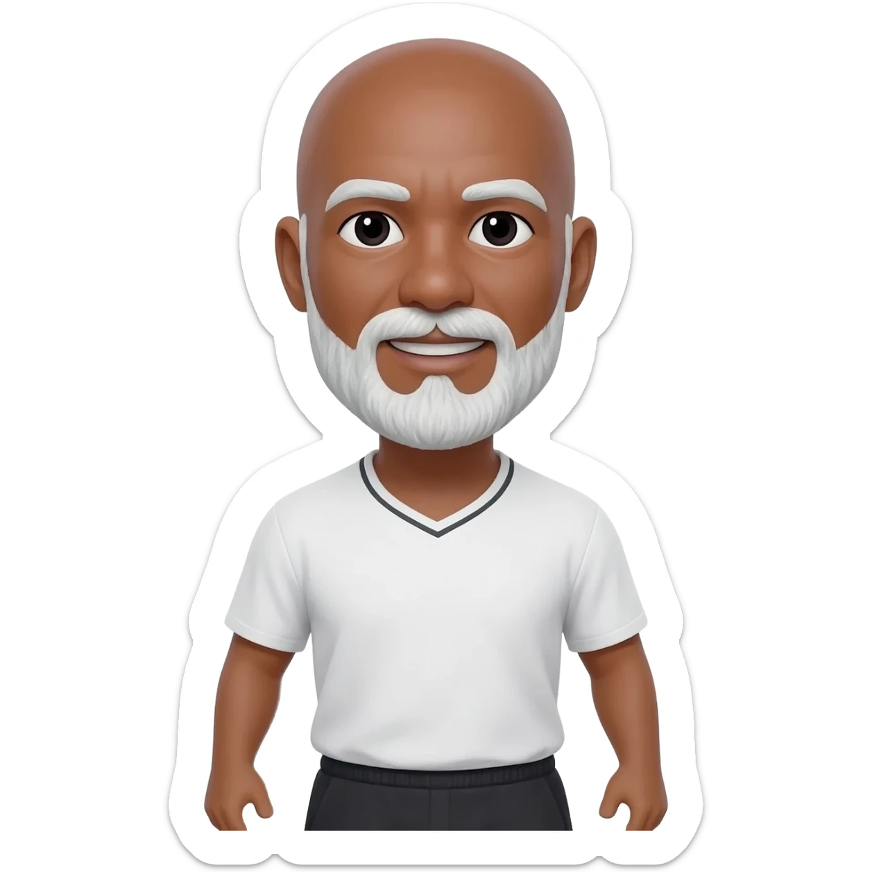 Tennis player adult black bald male white short beard and mustache sticker