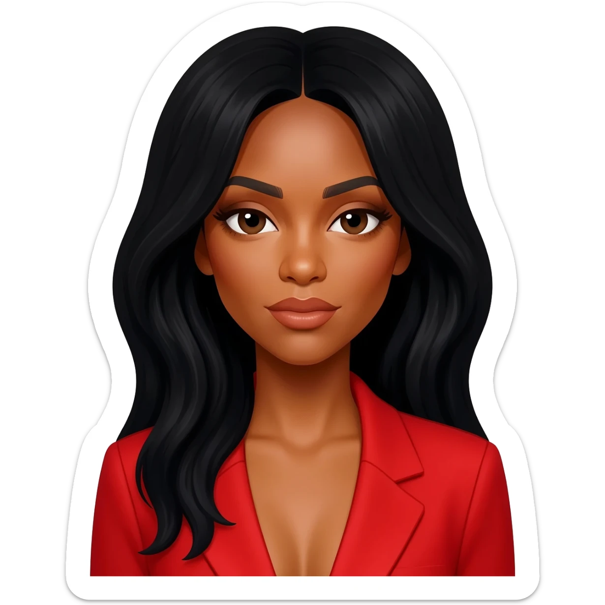 Kelly Rowland with black hair, red outfit sticker