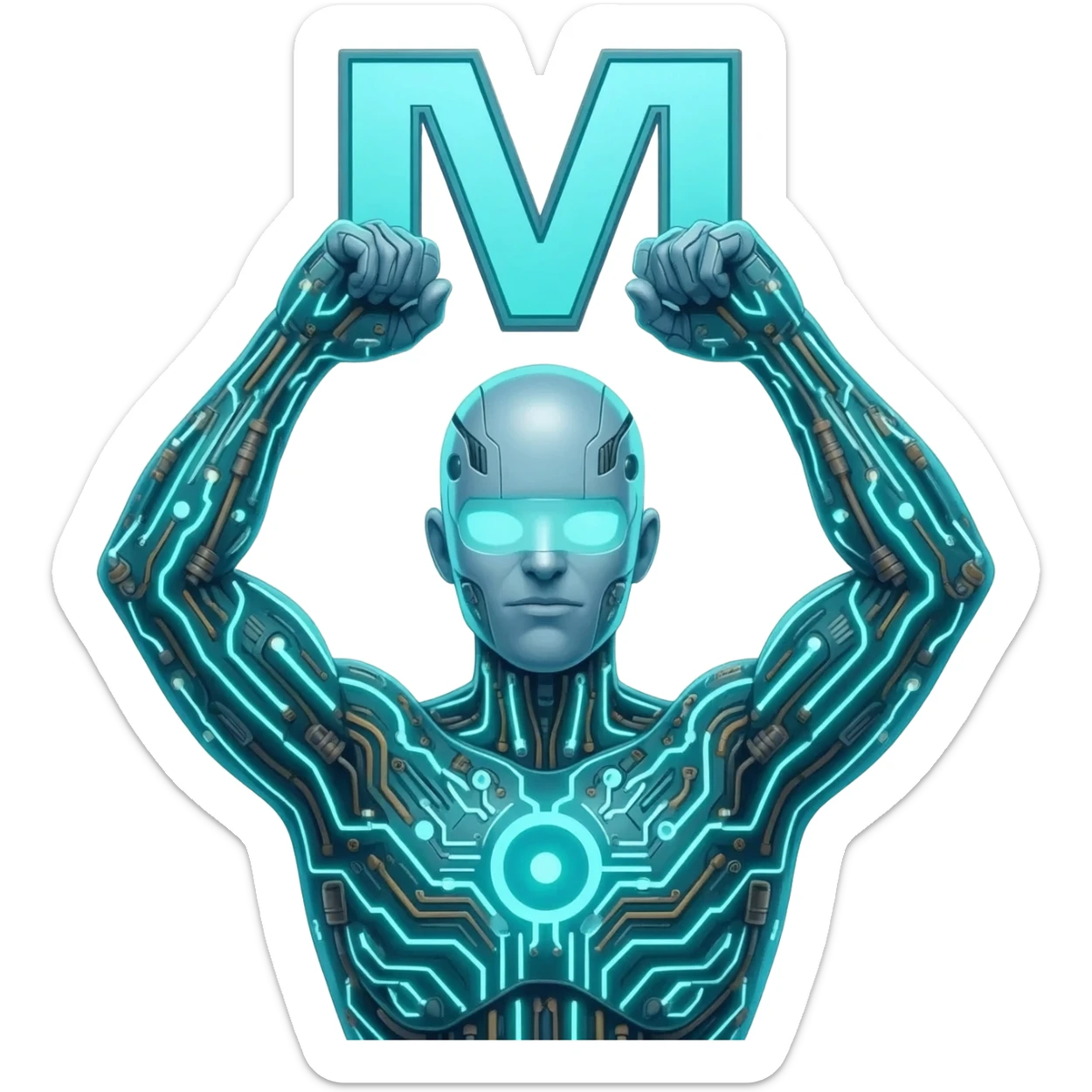 Mega mind with 2 hands making m's sticker