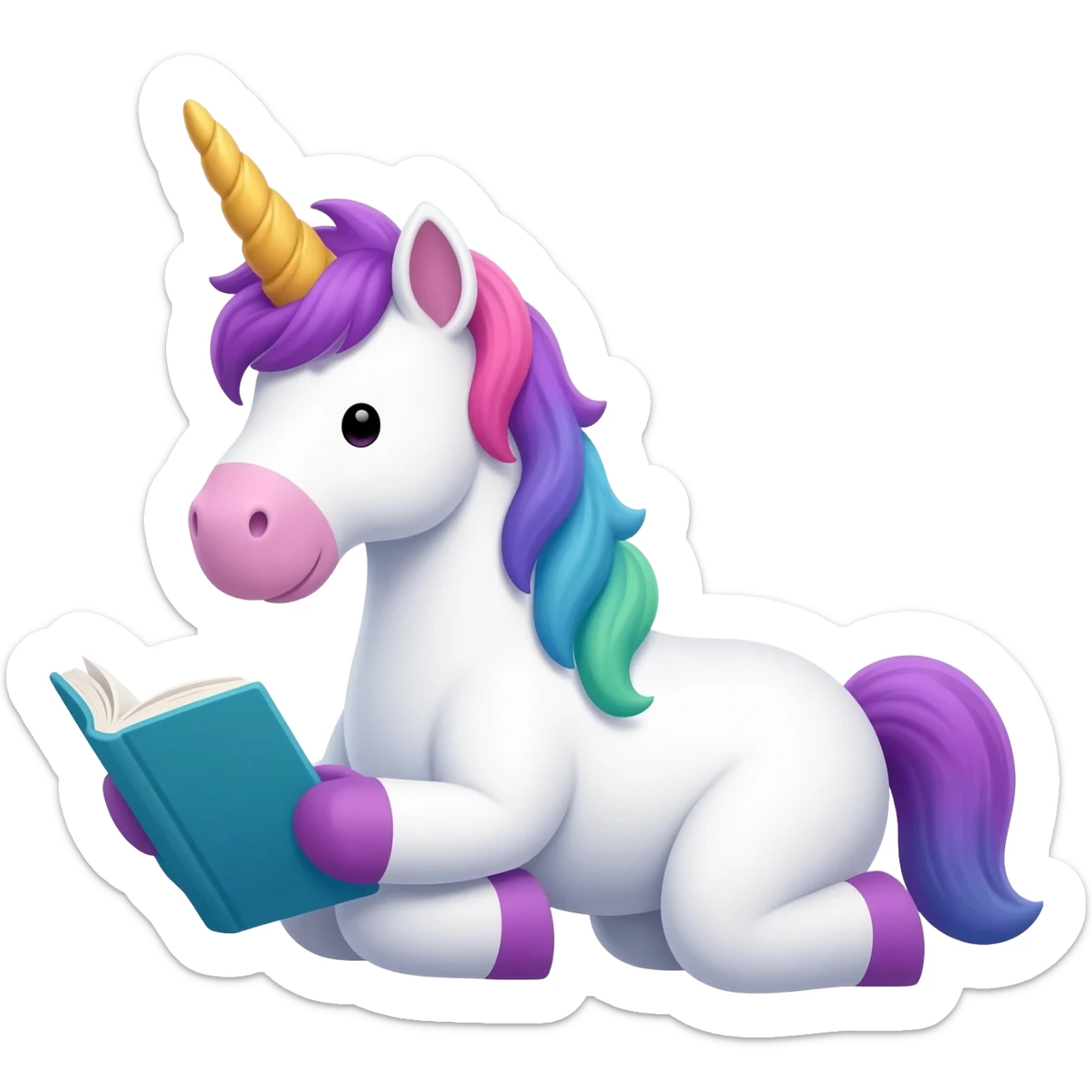 unicorn laying down learning sticker