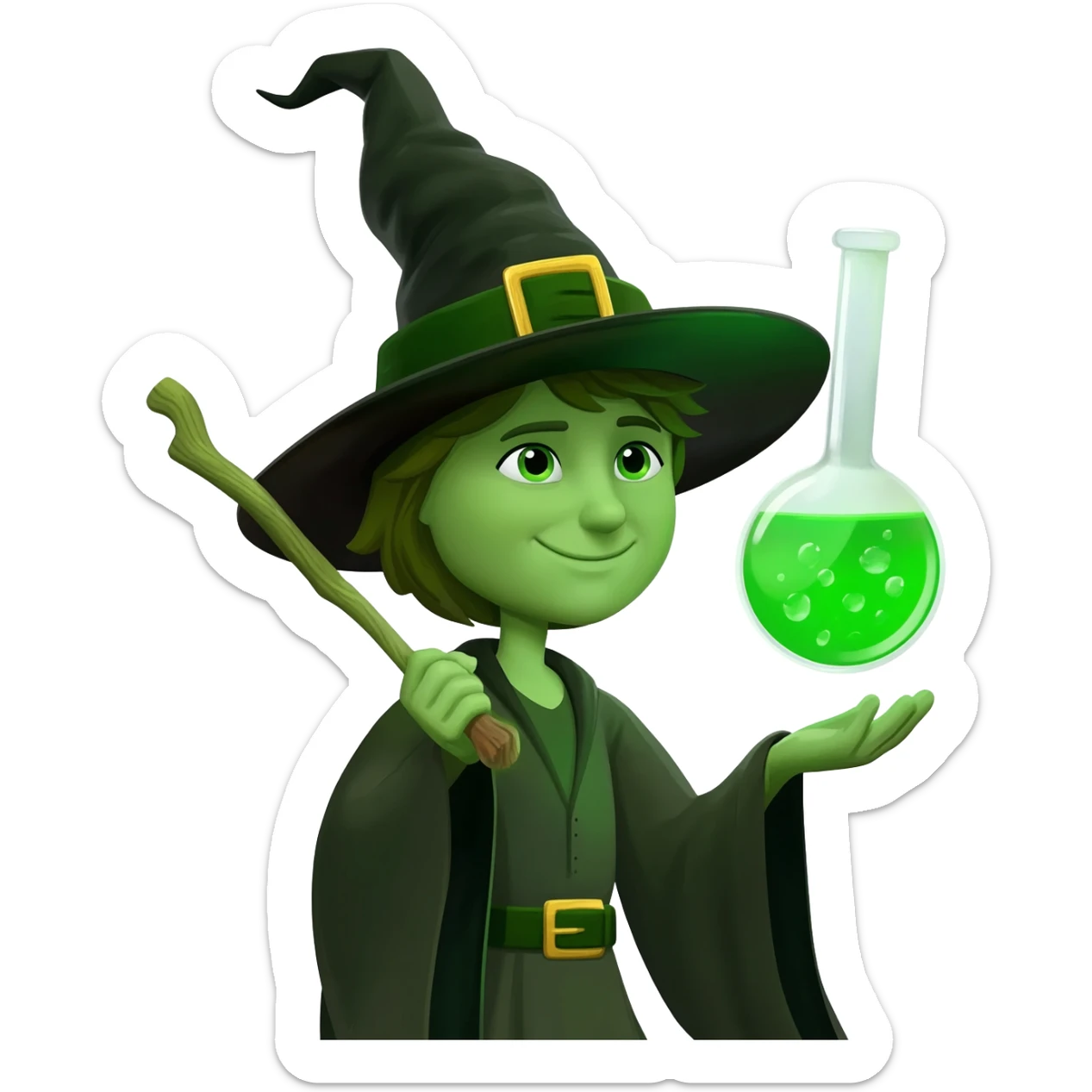 green witch cooking potion sticker
