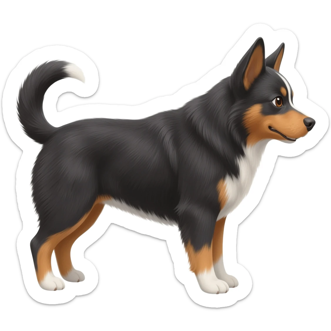 black, brown, and white Australian Shepherd/Blue Heeler mix sticker