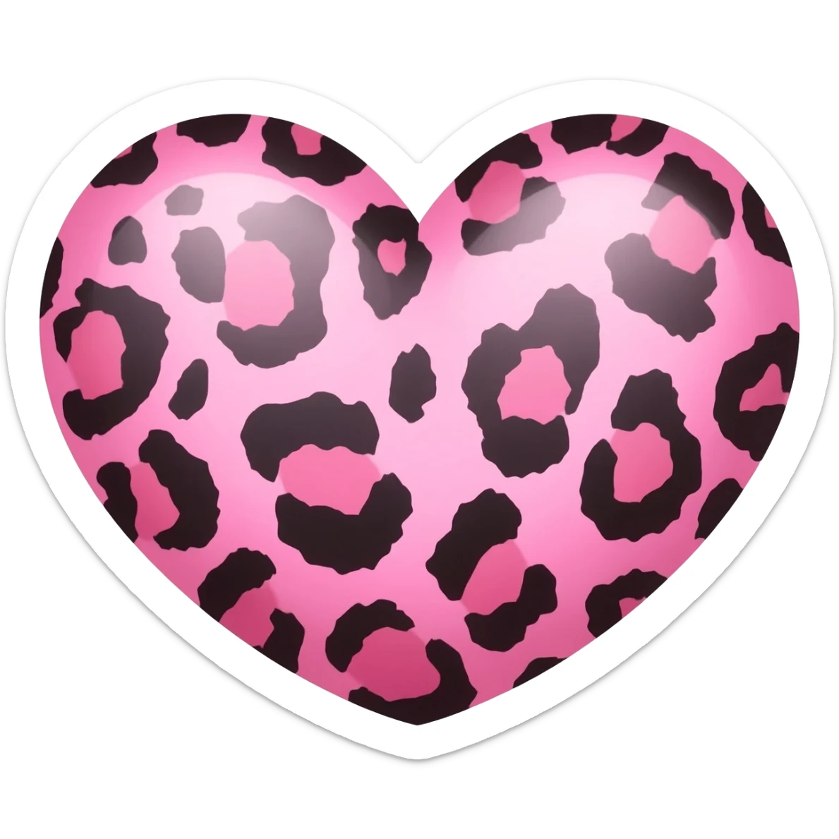 pink leopard heart sticker