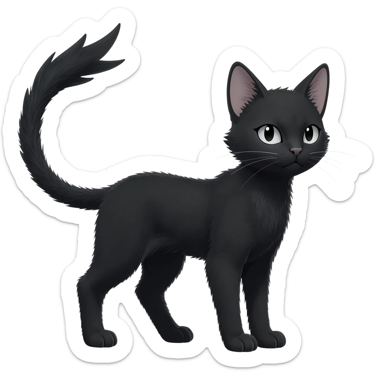 Dark gloomy gothic Black edgy cute Noivern-Noibat-Purloin-Torracat-Lykoi-Caracal-cat-Fakemon-fusion-hybrid-creature with an imp tail  sticker