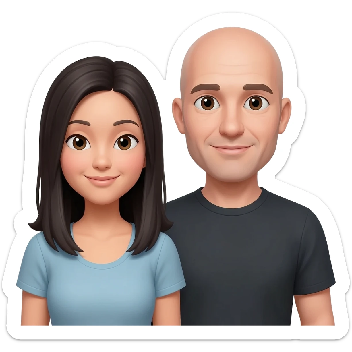 White Caucasian no hair his girlfriend from Asian sticker