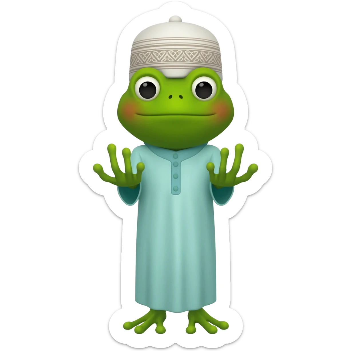 pepe frog muslim pray over turned out stretched hands sticker