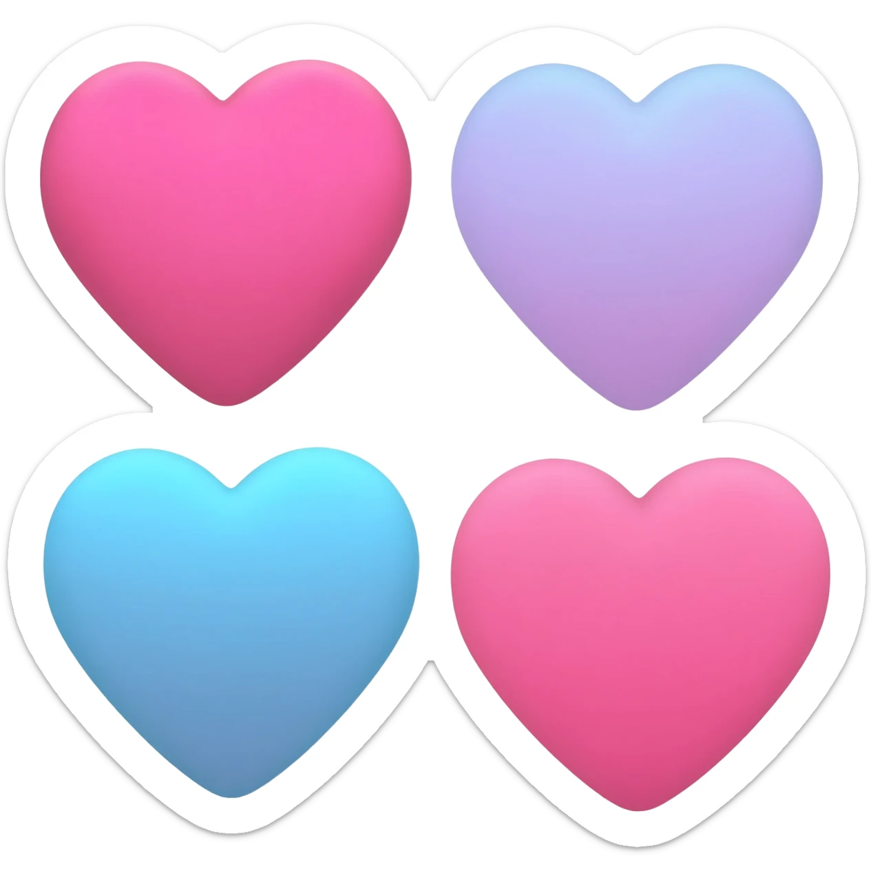 💕 this emoji with the same in blue not overlapping four hearts two big and two small pink and blue make it better sticker