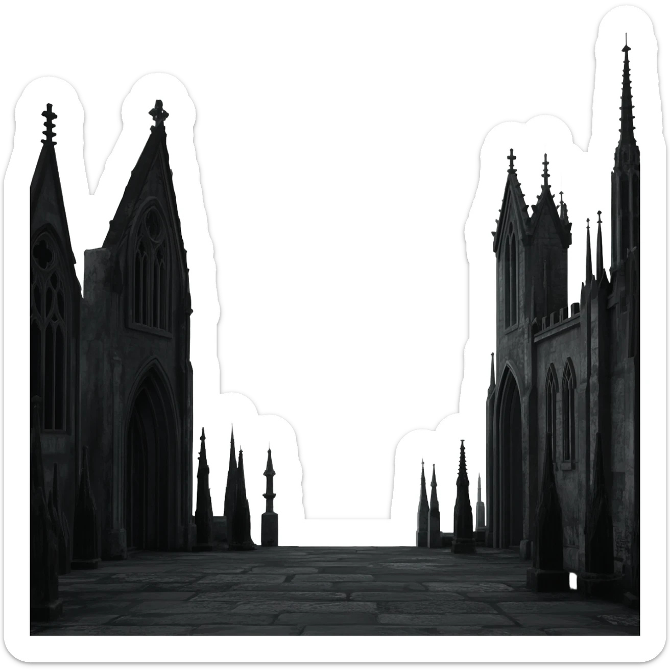 Dark dull greyish gothic aesthetic scenery scene picture   sticker