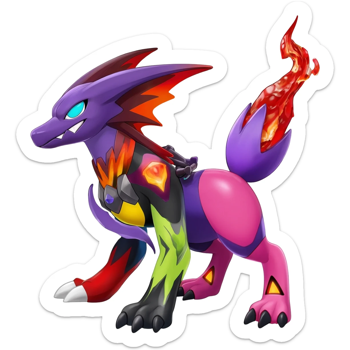 Colorful Shiny Cool Badass Spicy Evil Spooky Meloetta-Litten-Guilmon-Darkrai-Pokémon-Fakémon-fusion-hybrid-creature sticker