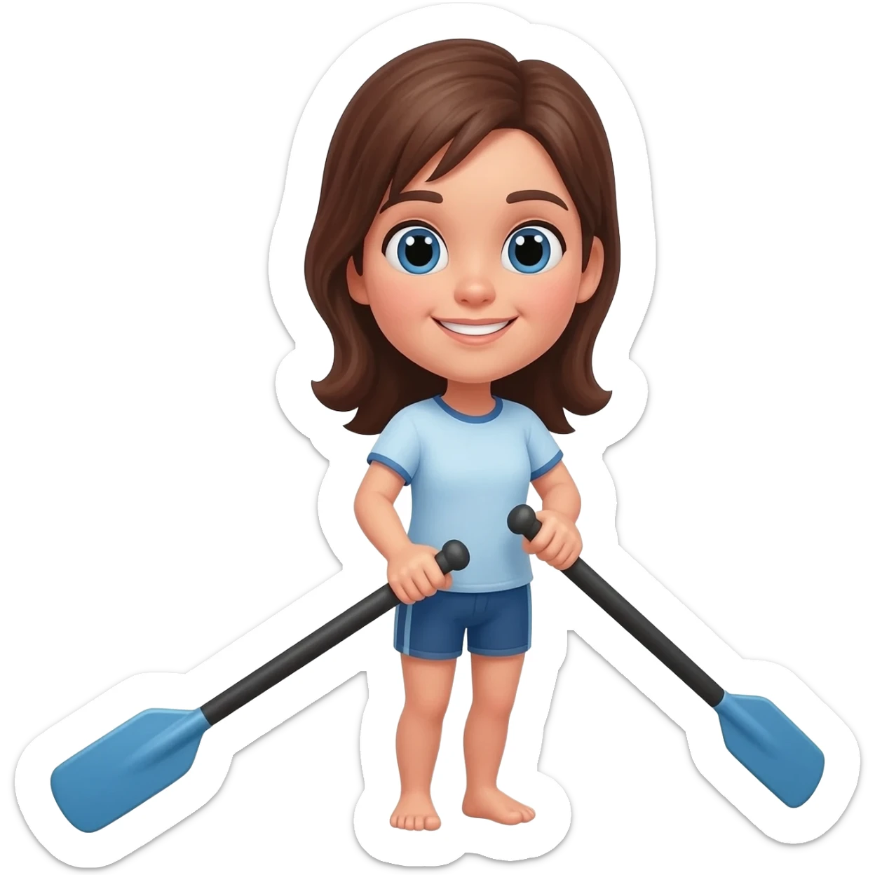 Brown hair women rowing sticker