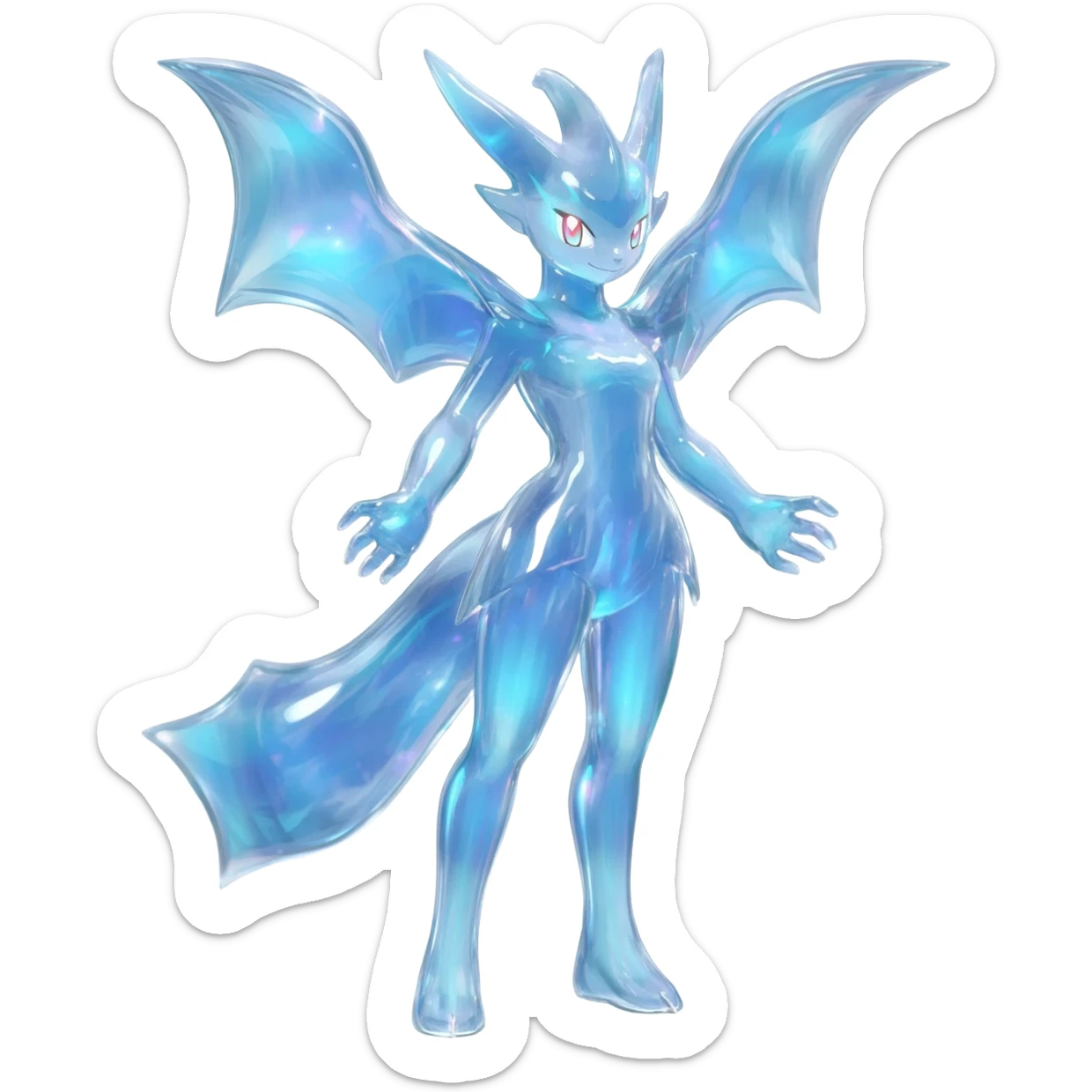 Shiny luminescent translucent diaphanous Diancie-Palkia-Amaura-Aurorus-Salamence-aesthetic-fusion sticker