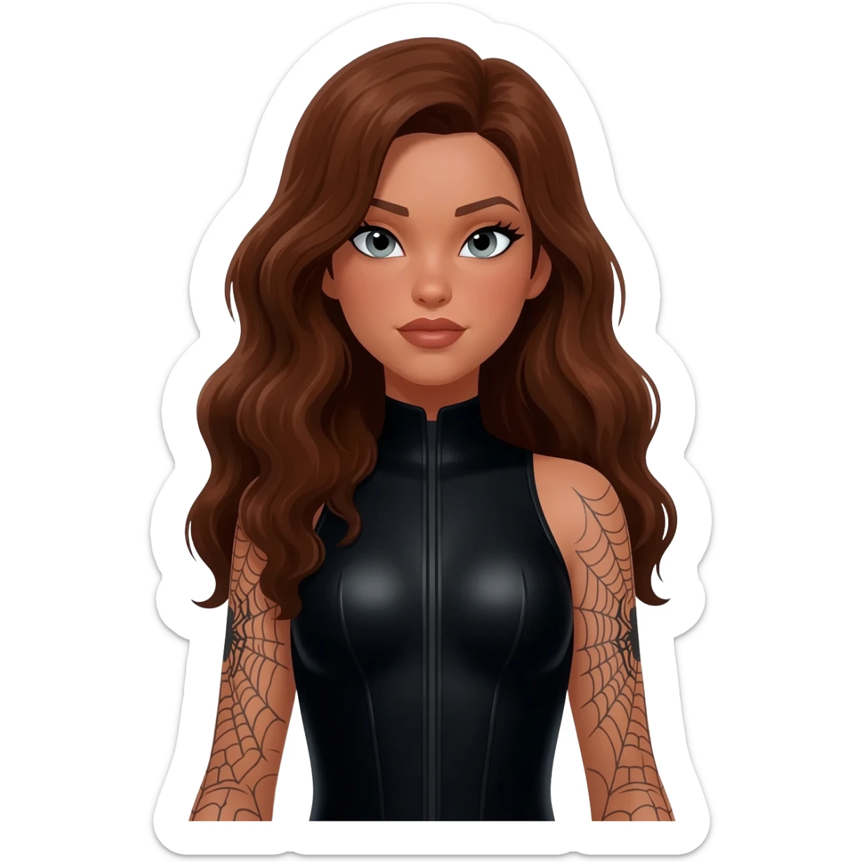 spider woman  with bit brown skin and long hair sticker