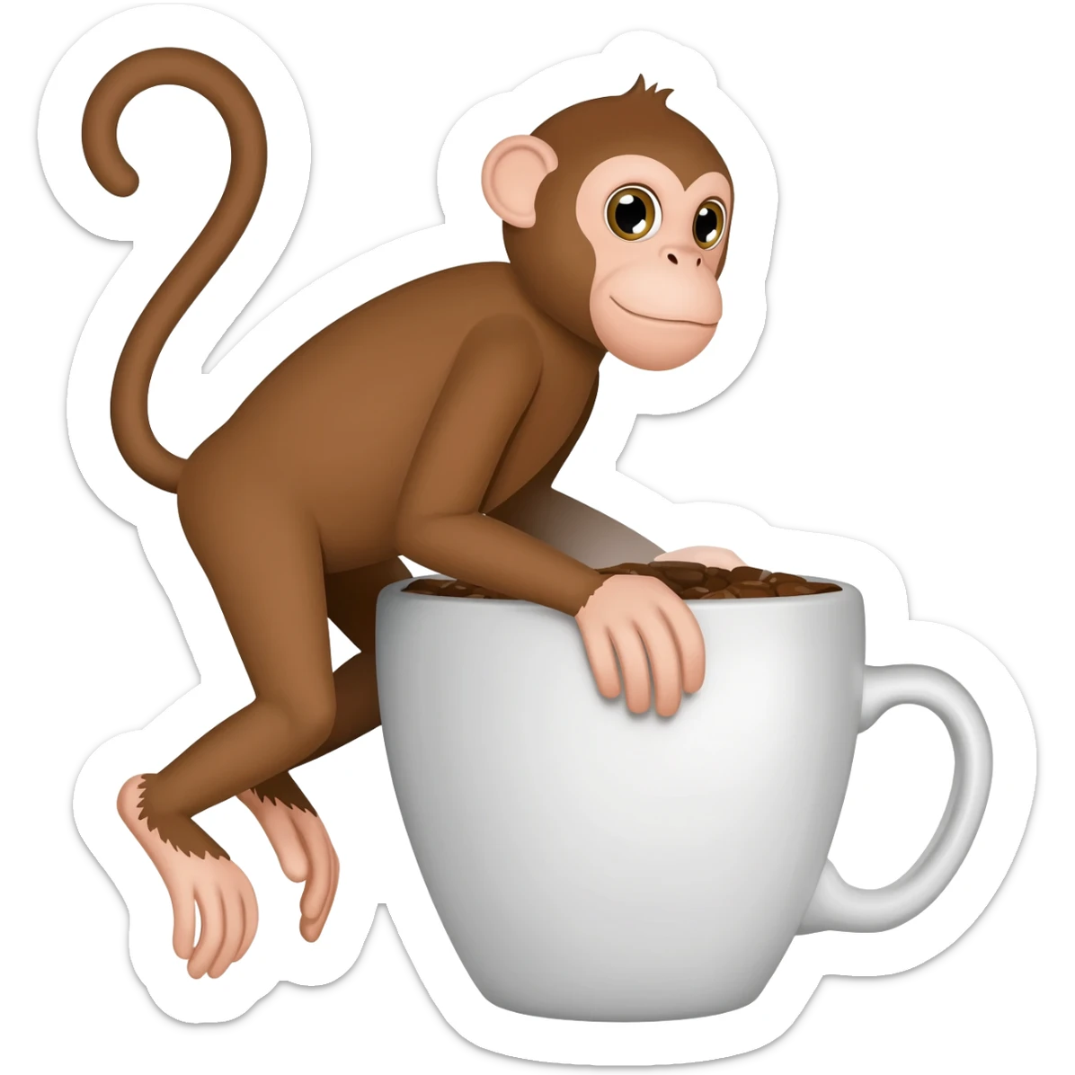 Monkey on a coffee sticker