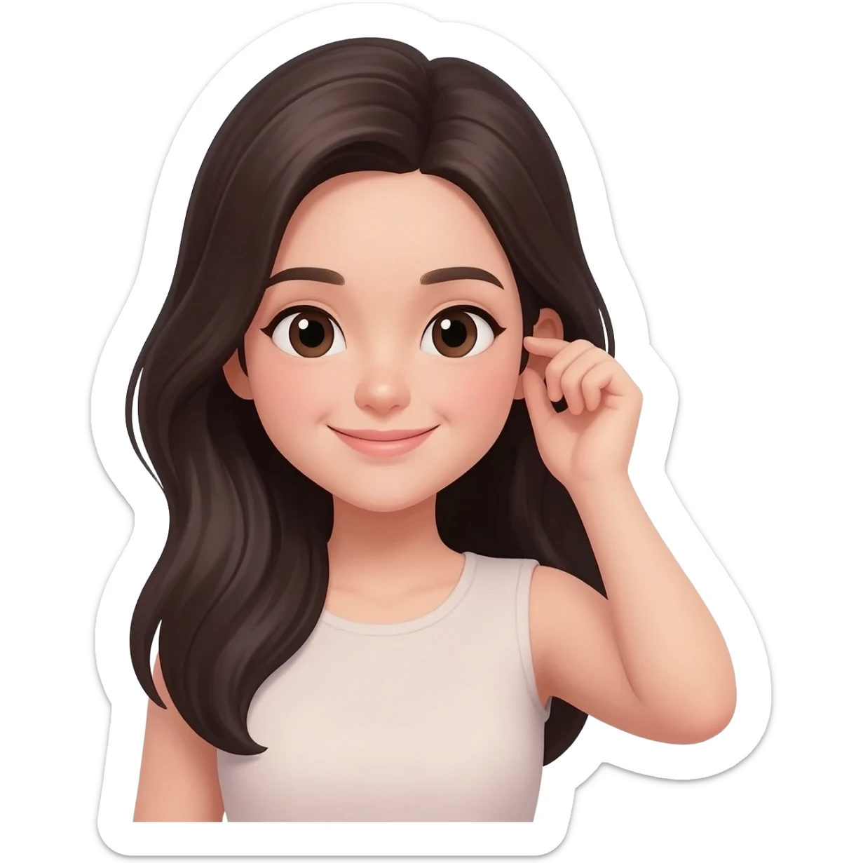 Girl tucking her hair behind her ears emoji sticker sticker